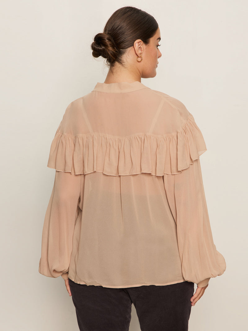 Fade Into You Ruffle Blouse Fawn alt 2