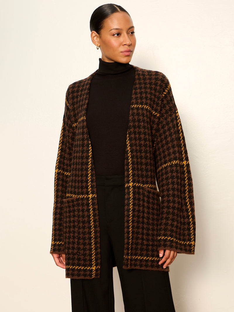 Jacquard Coatigan Golden Plaid
