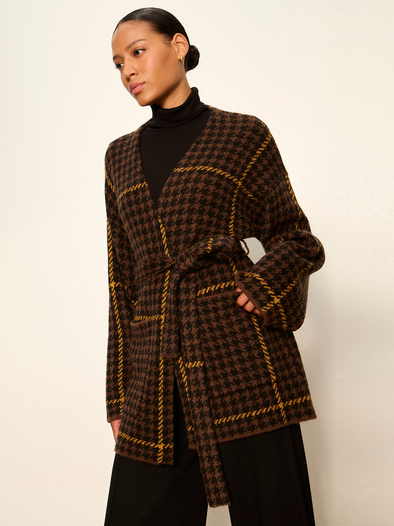 Jacquard Coatigan Golden Plaid alt 1