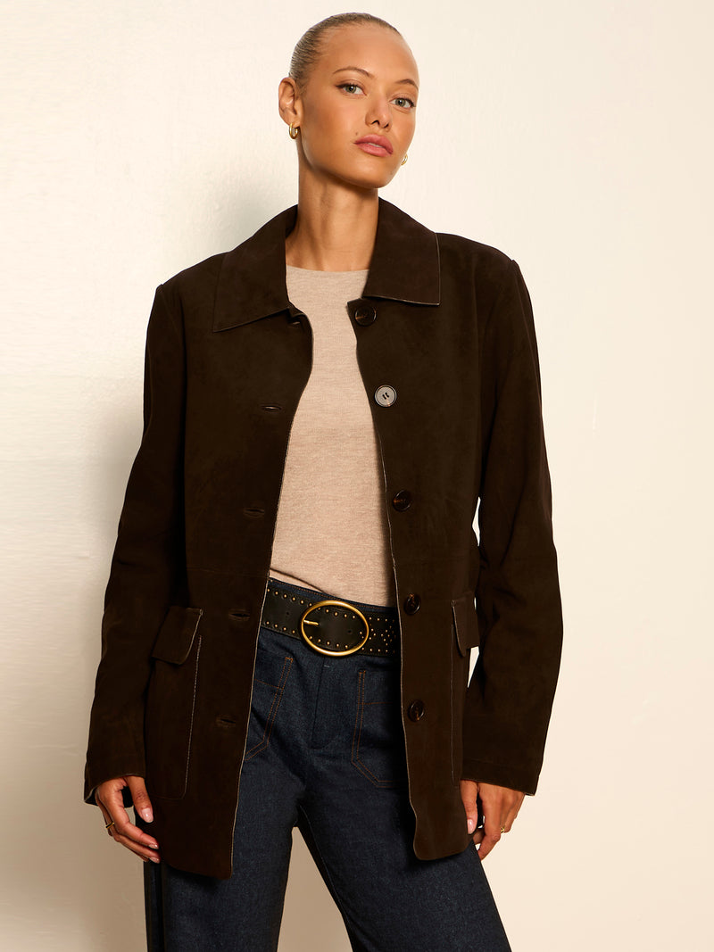 Avid Suede City Coat Espresso Martini
