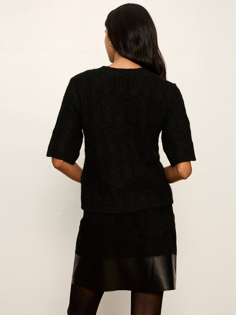 Pointelle Sweater Tee Black alt 3