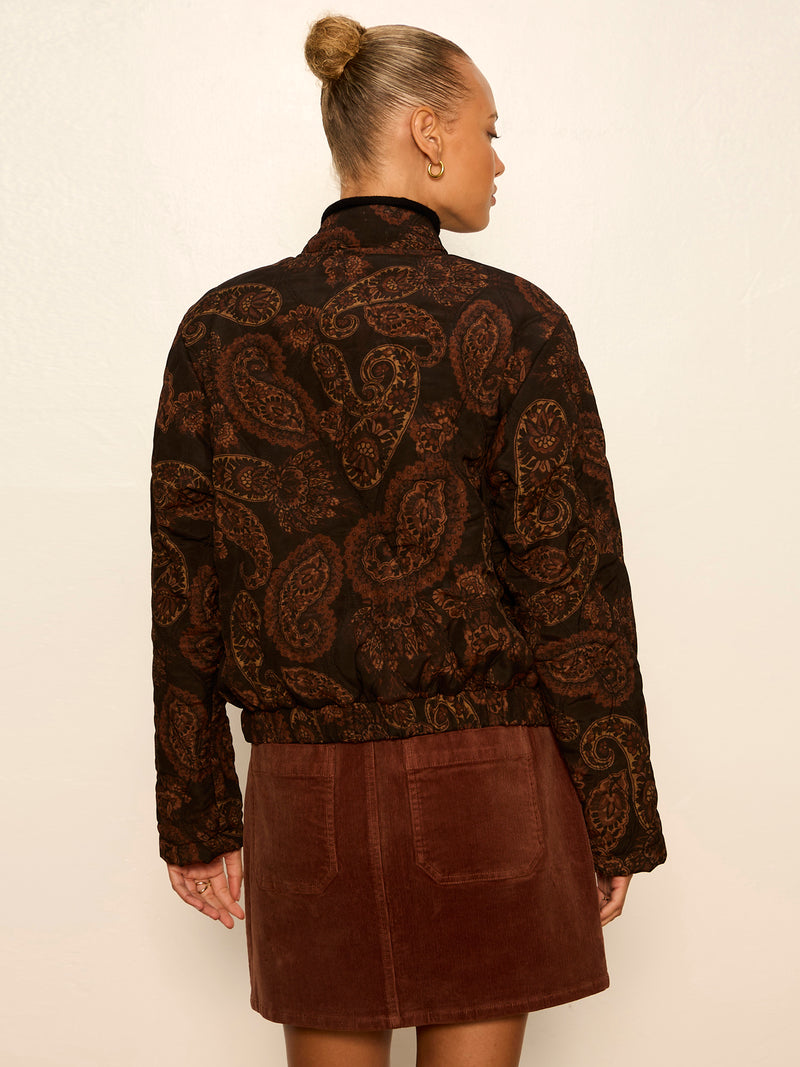 Empress Quilted Bomber Jacket Cocoa Paisley alt 2