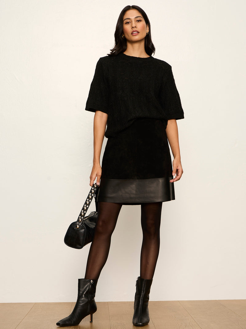 Broadway Suede Leather Skirt Black alt 4