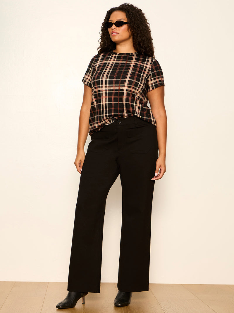 The Perfect Tee Cinder Plaid Extended Sizing alt 2