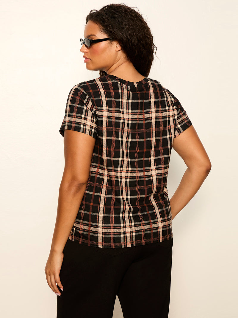 The Perfect Tee Cinder Plaid Extended Sizing alt 1
