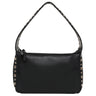 The Sanctuary Clothing midnight bag black is a black leather handbag with a short, wide handle and silver studs along the sides and handle edges, displayed against a plain white background.