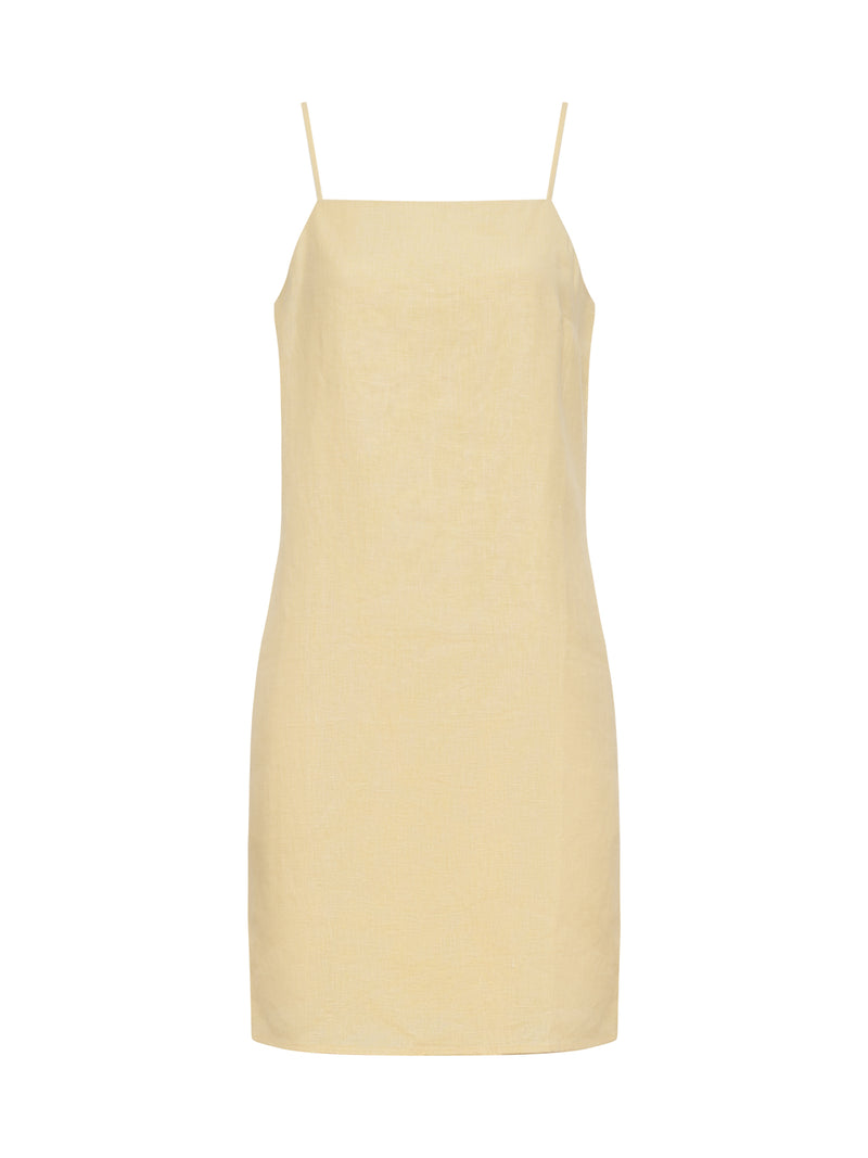 Hideaway Linen Tie Strap Dress Banana alt 5