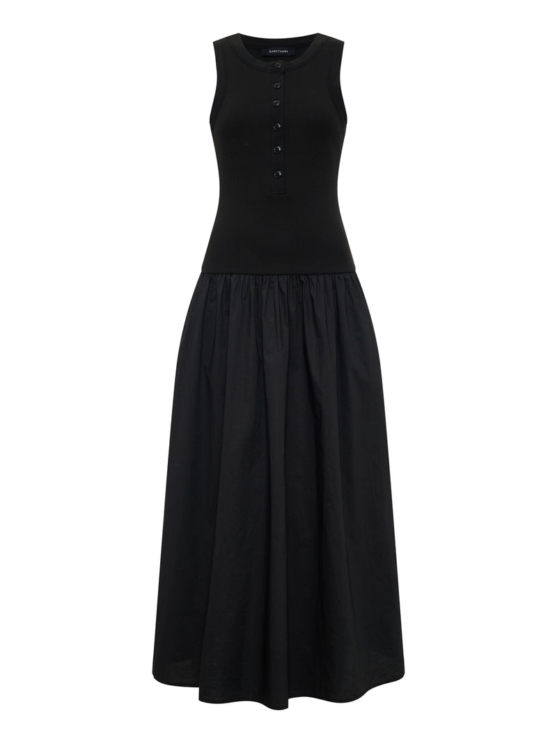 Breakaway Mix Media Midi Dress Black alt 5