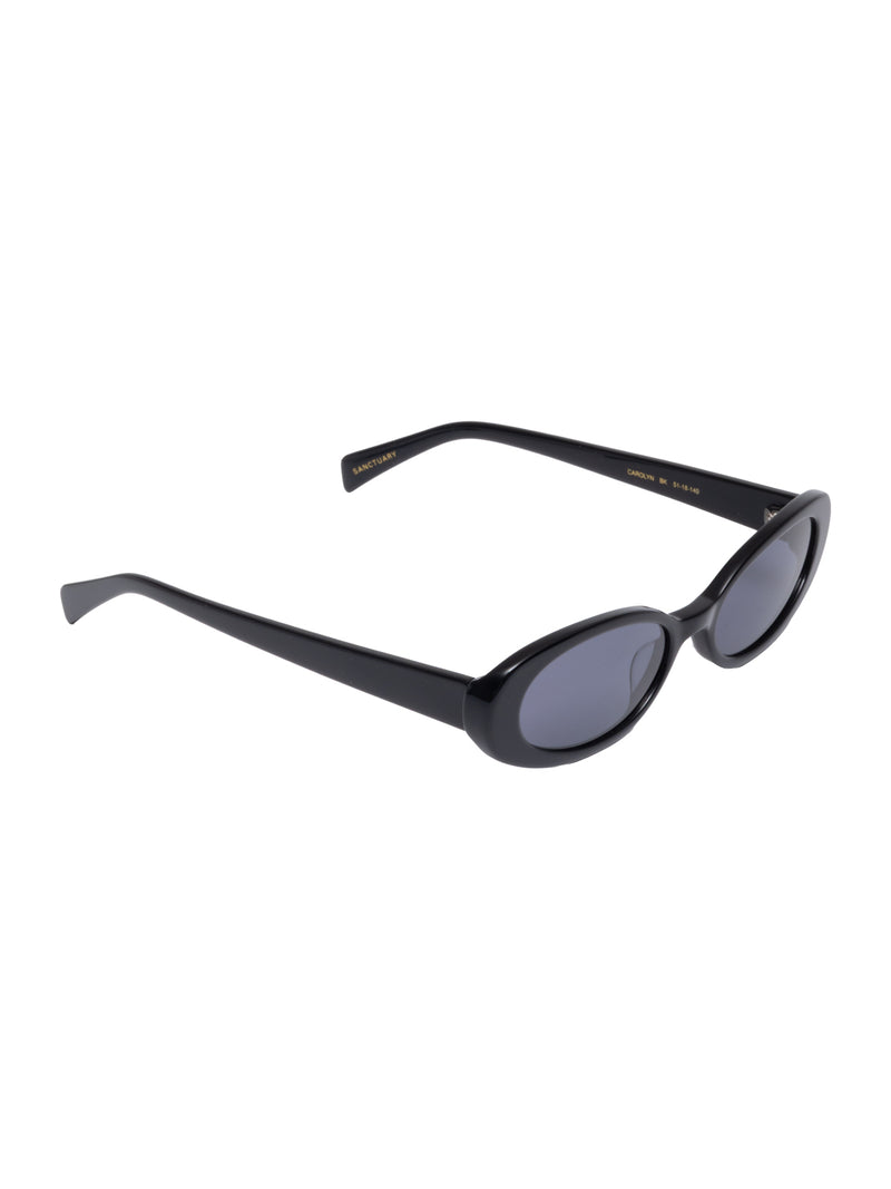 Carolyn Oval Sunglasses in Black alt 2