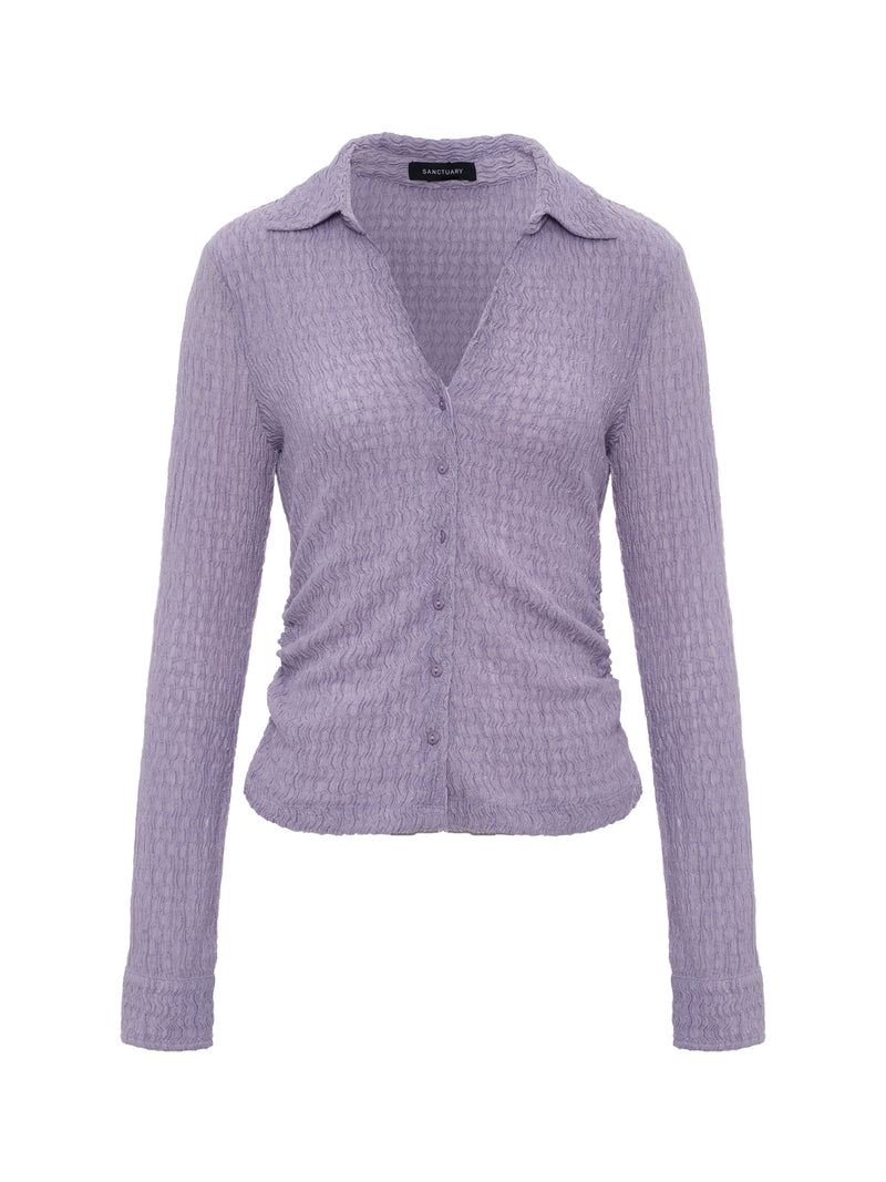 Juno Textured Button Front Top Purple Haze alt 6