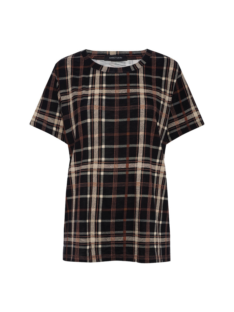 The Perfect Tee Cinder Plaid Extended Sizing alt 3