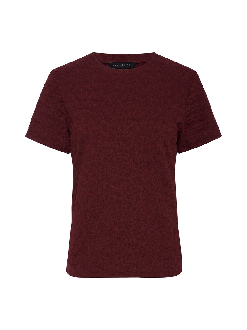 Icon Textured Tee Bordeaux alt 6