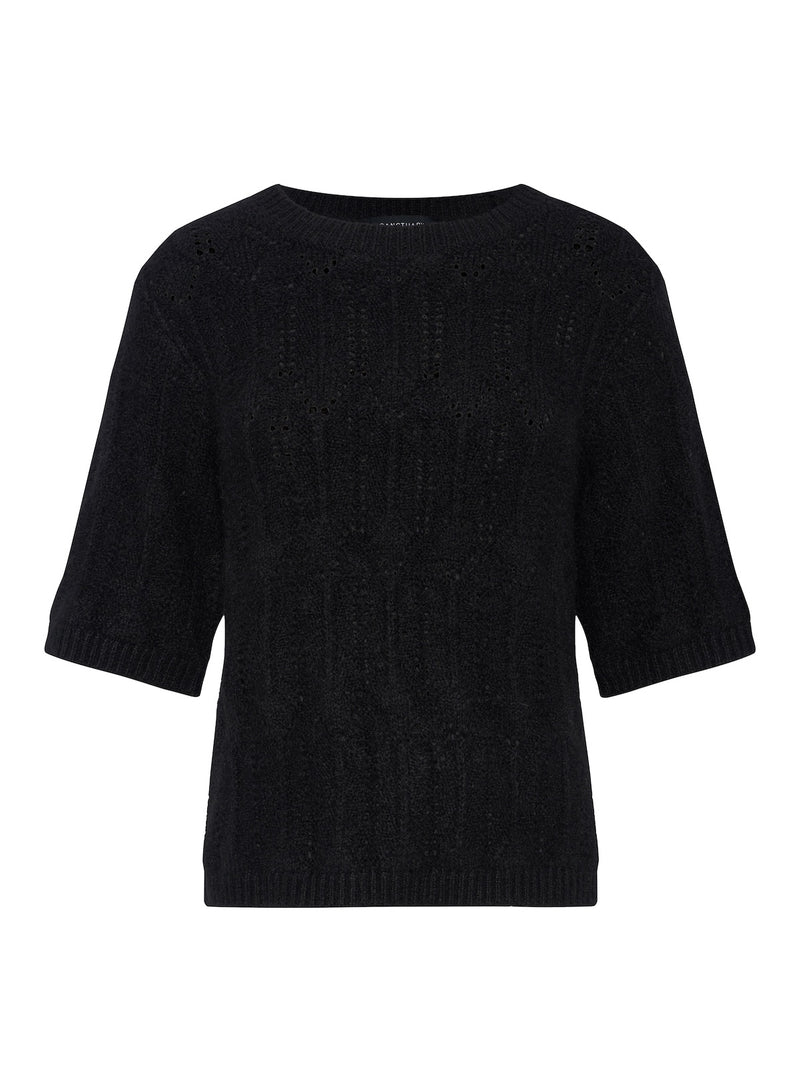 Pointelle Sweater Tee Black alt 6