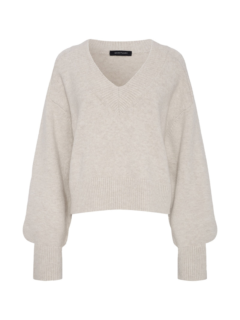 Vanna V-Neck Sweater Heather Hazelnut alt 6