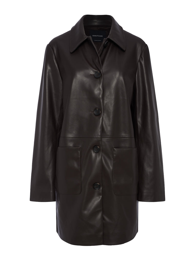 Avid Vegan Leather City Coat Espresso Martini alt 5