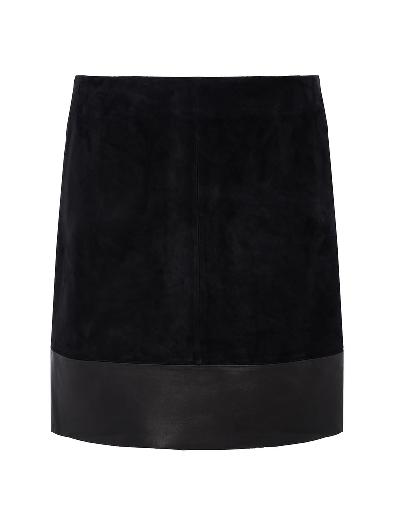Broadway Suede Leather Skirt Black alt 6