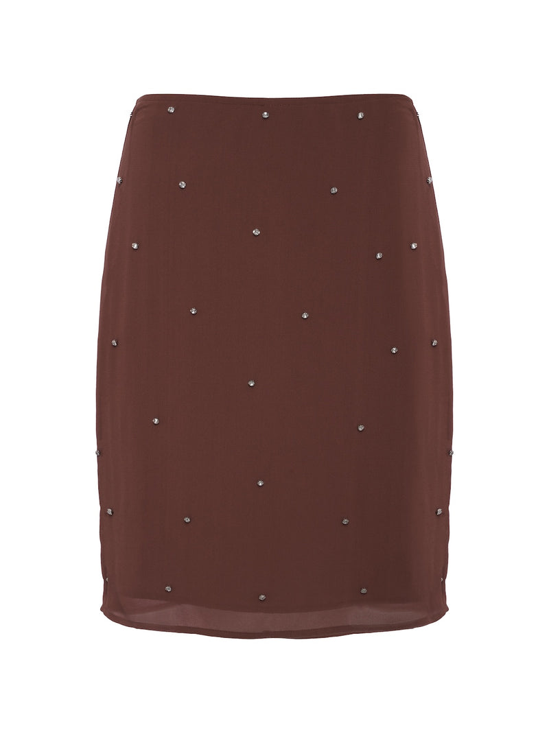 Margo Embellished Pencil Skirt Burnt Cocoa alt 5