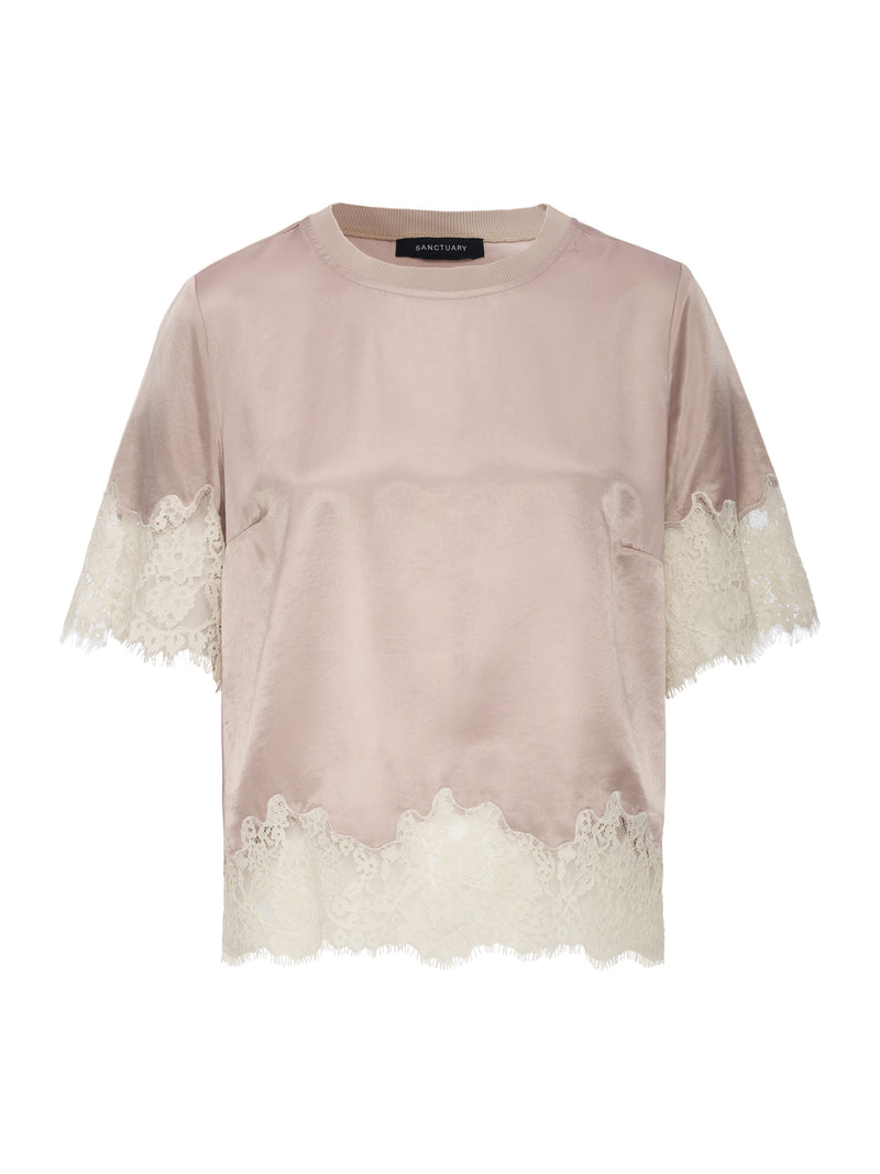 One Of A Kind Satin Lace Top Hazelnut alt 5