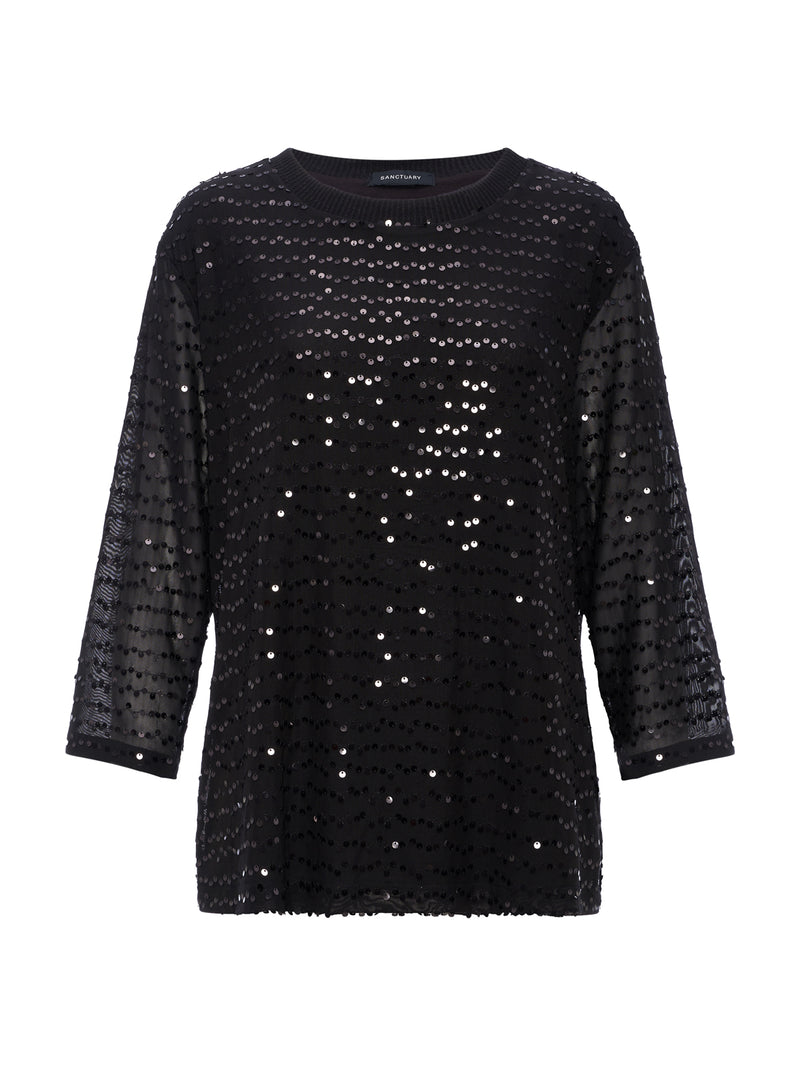 3/4 Sequin Mode Tee Black alt 6