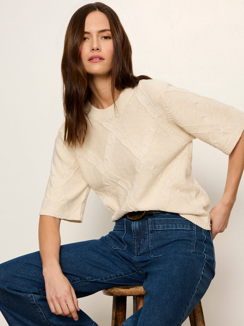 Diamond Stitch Sweater Tee Bone alt 5