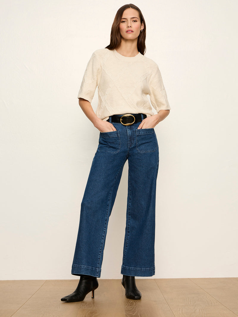 Diamond Stitch Sweater Tee Bone Petite Sizing alt 5