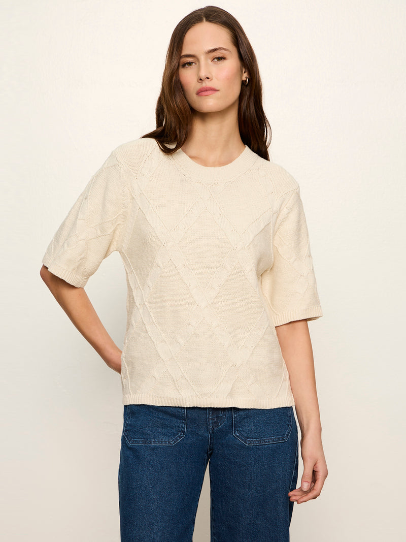 Diamond Stitch Sweater Tee Bone alt 2