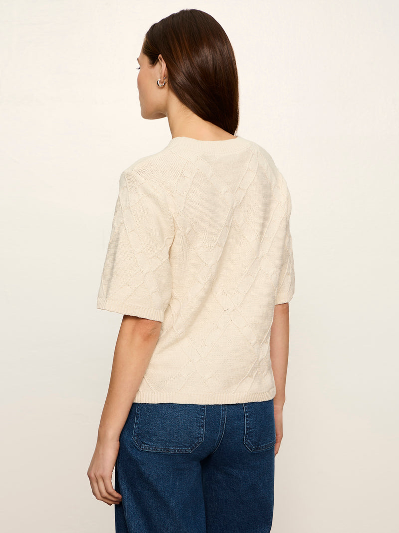 Diamond Stitch Sweater Tee Bone Petite Sizing alt 3