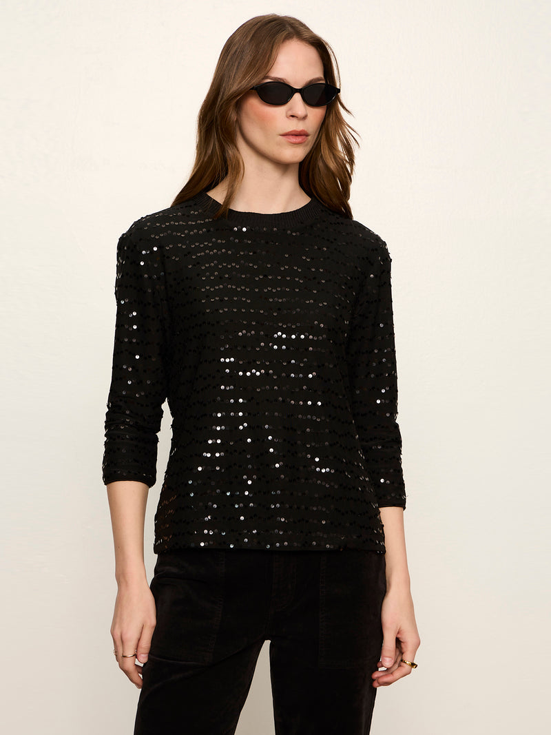 3/4 Sequin Mode Tee Black alt 1