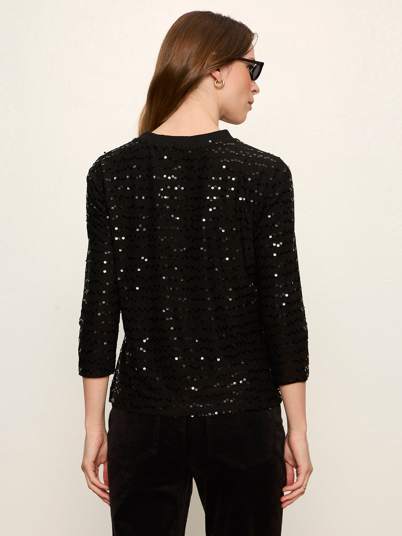 3/4 Sequin Mode Tee Black alt 3