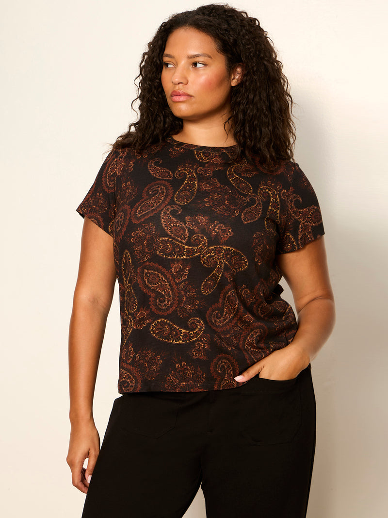 The Perfect Tee Cocoa Paisley Extended Sizing