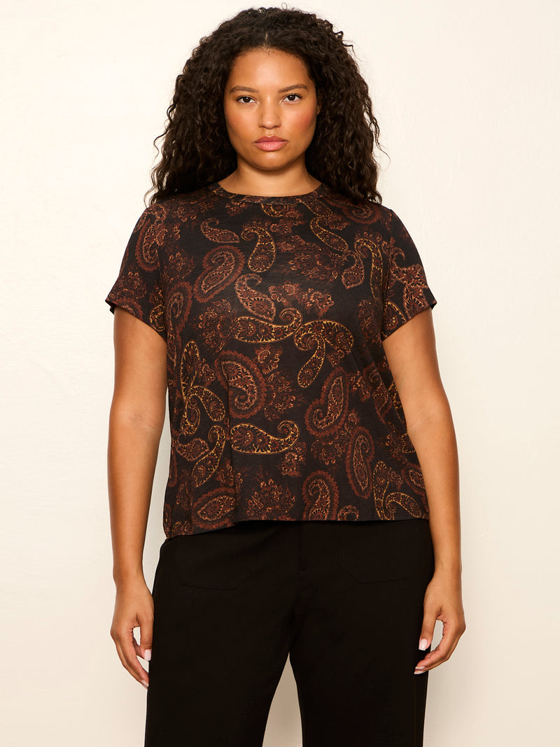 The Perfect Tee Cocoa Paisley Extended Sizing alt 1