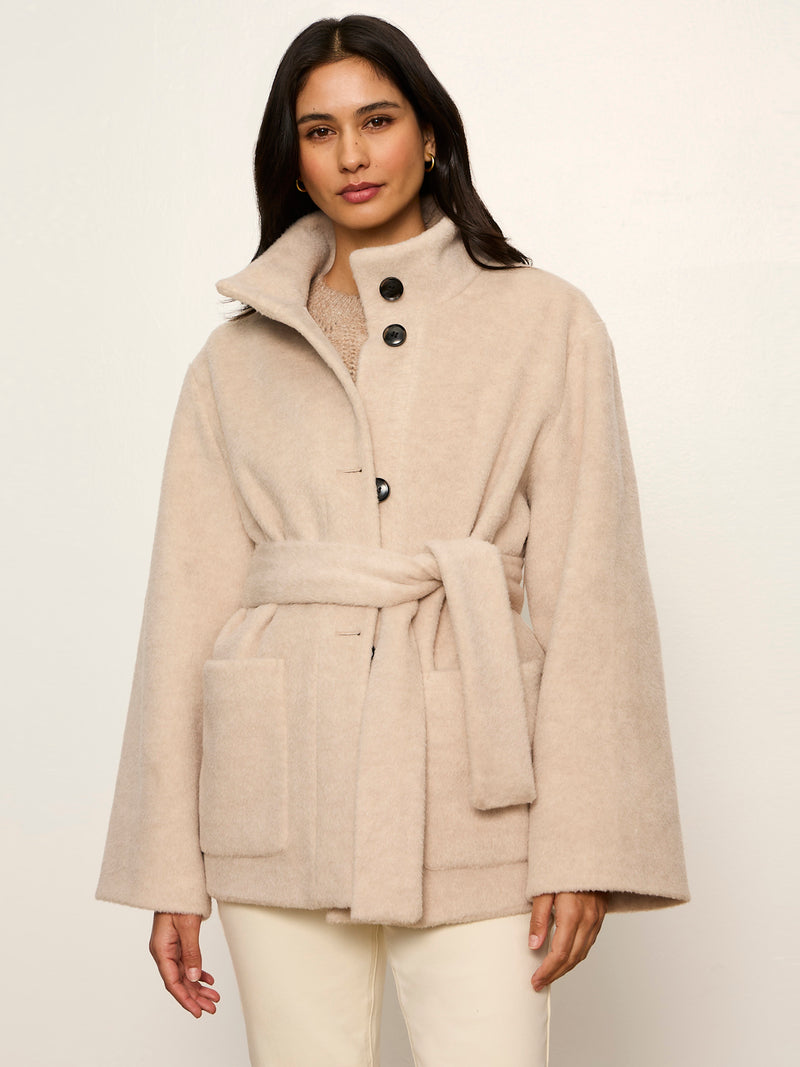 Bundled Wool Coat Bone alt 1