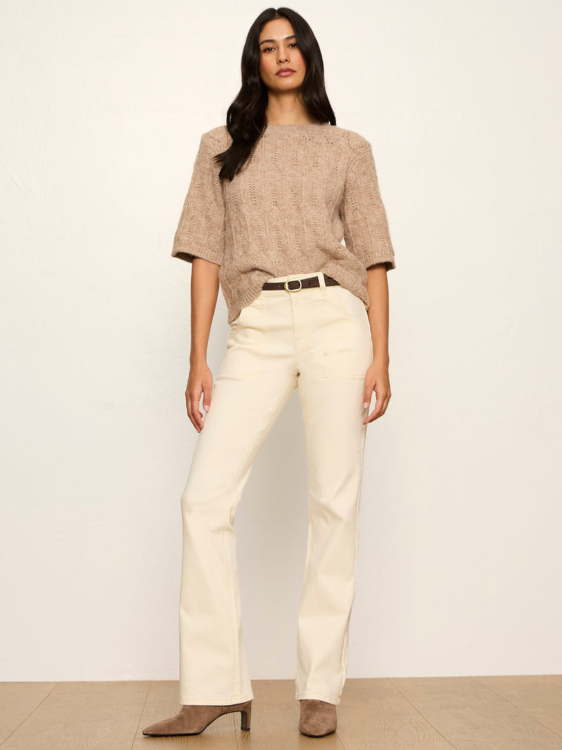 Pointelle Sweater Tee Heather Hazelnut alt 5