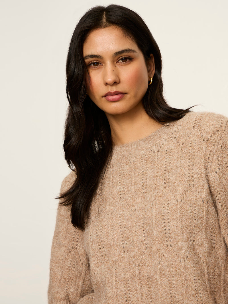 Pointelle Sweater Tee Heather Hazelnut Petite Sizing alt 3