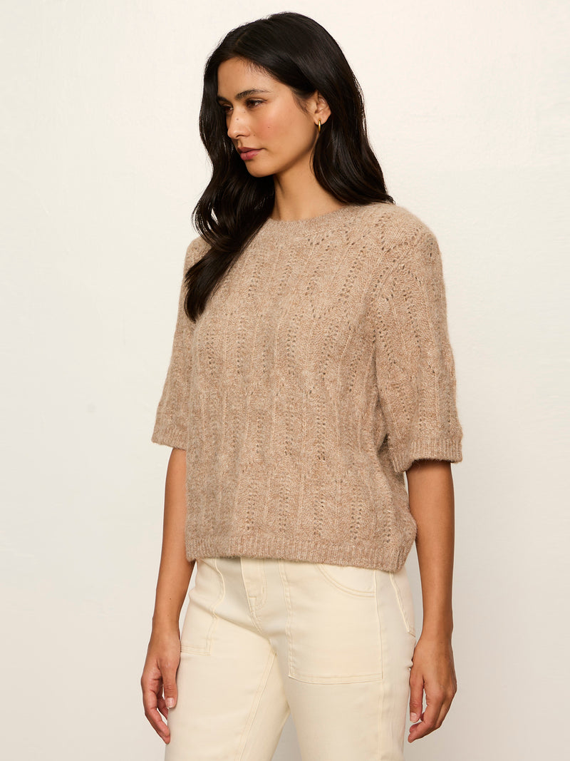 Pointelle Sweater Tee Heather Hazelnut alt 2