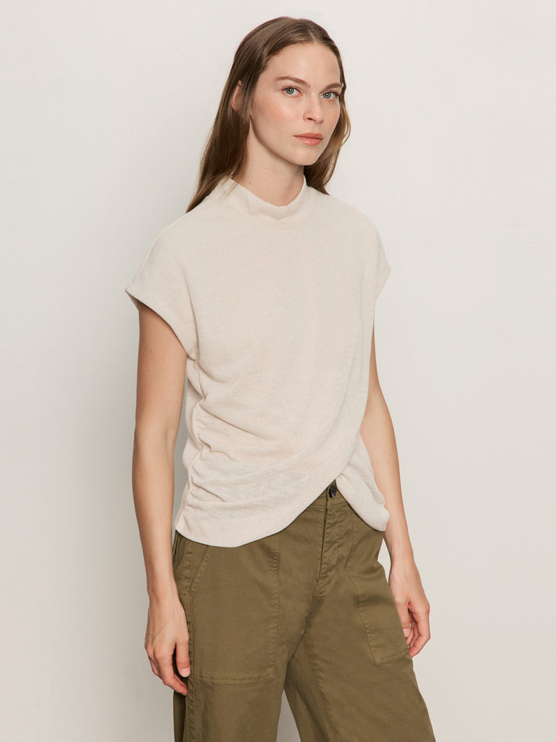 Draped Sleeveless Mock Neck Top Mother Of Pearl alt 2