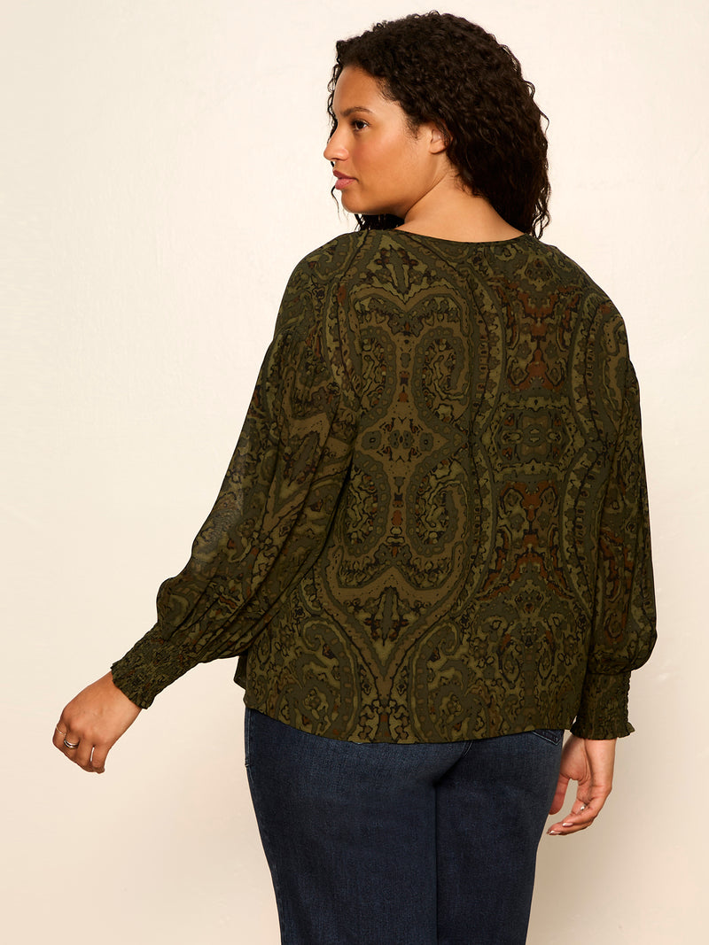 The Moment Volume Blouse Midnight Moss Extended Sizing alt 3