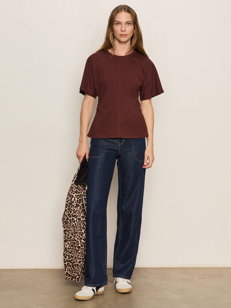 Shirred Waist Dolman Tee Chicory alt 5