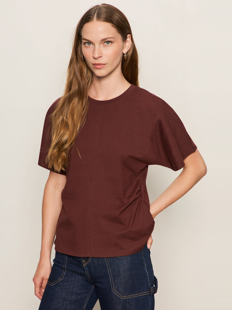 Shirred Waist Dolman Tee Chicory alt 2