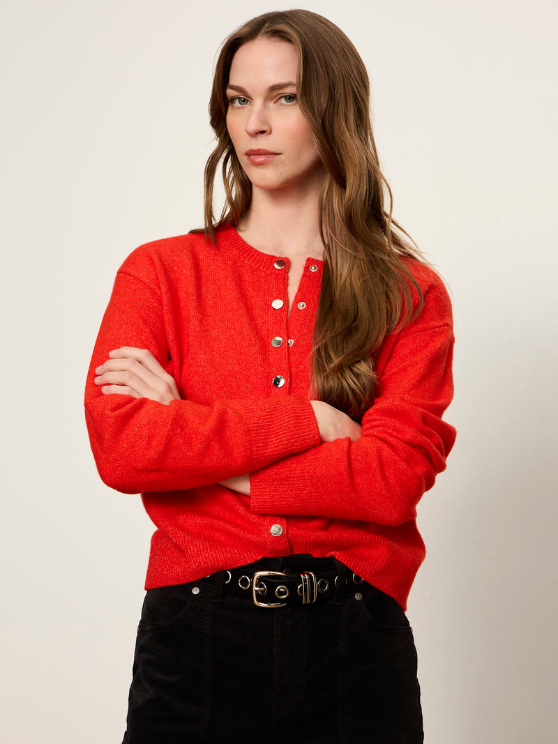 Must Have Snap Cardigan Red Hot