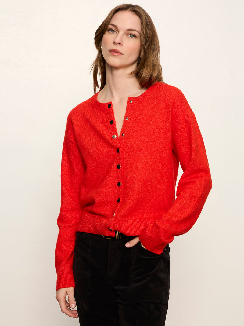 Must Have Snap Cardigan Red Hot alt 1