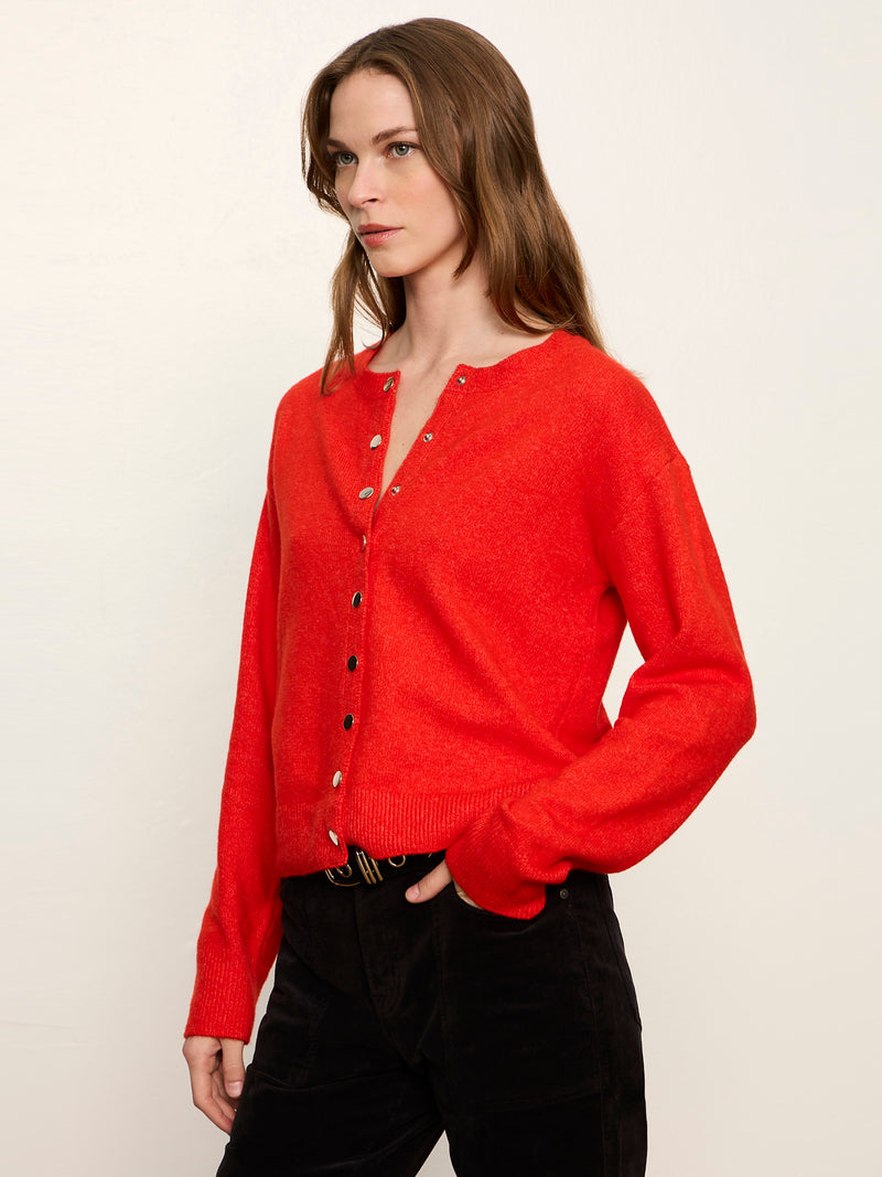 Must Have Snap Cardigan Red Hot alt 2