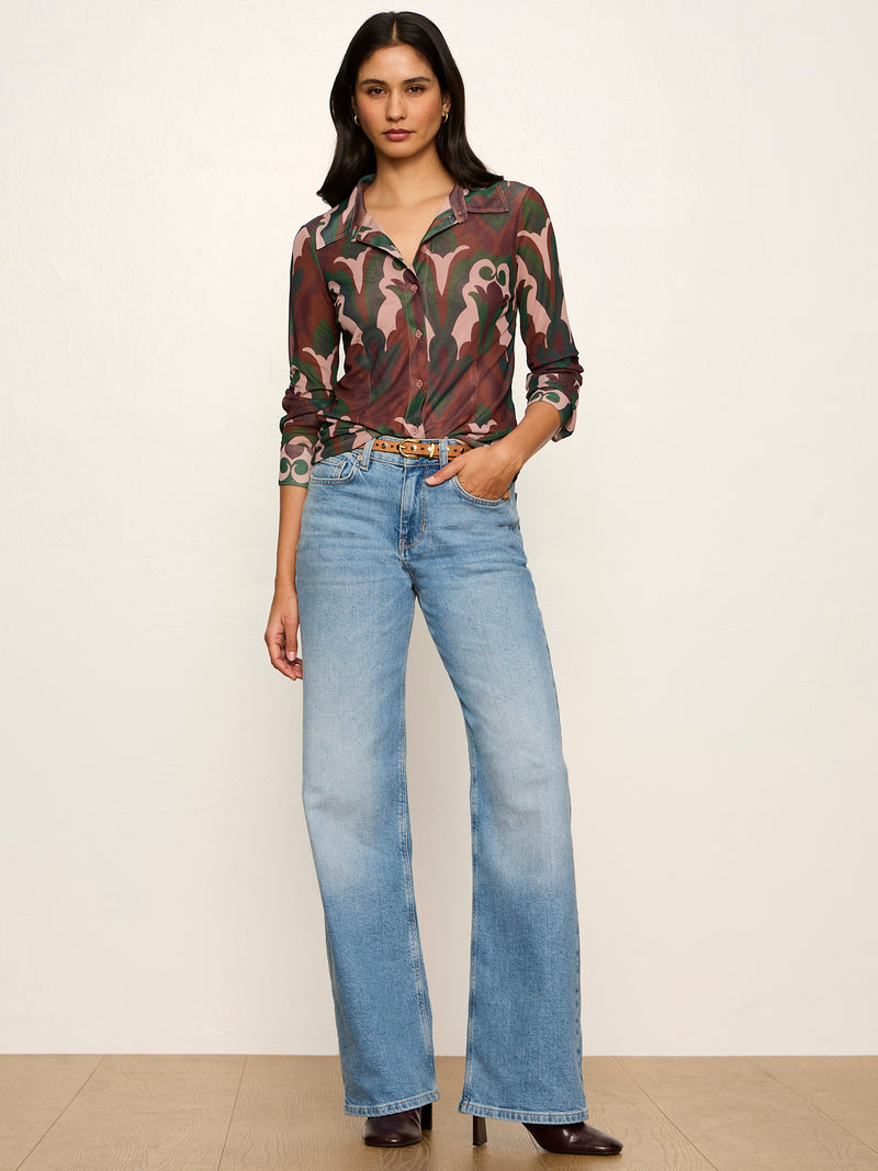 Fitted Mesh Button Down Top Deco Nite alt 4