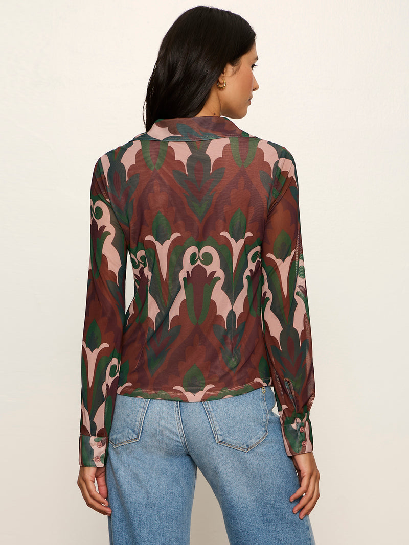 Fitted Mesh Button Down Top Deco Nite alt 3