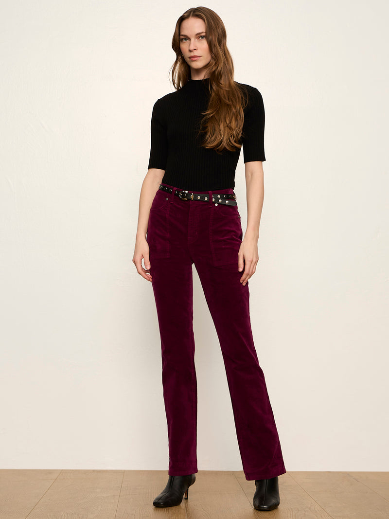 Play Date Velveteen Bootcut Pant Bordeaux Petite Sizing alt 4