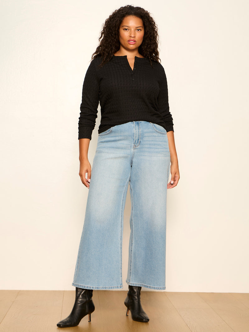 Not So Basic Textured Top Black Extended Sizing alt 4