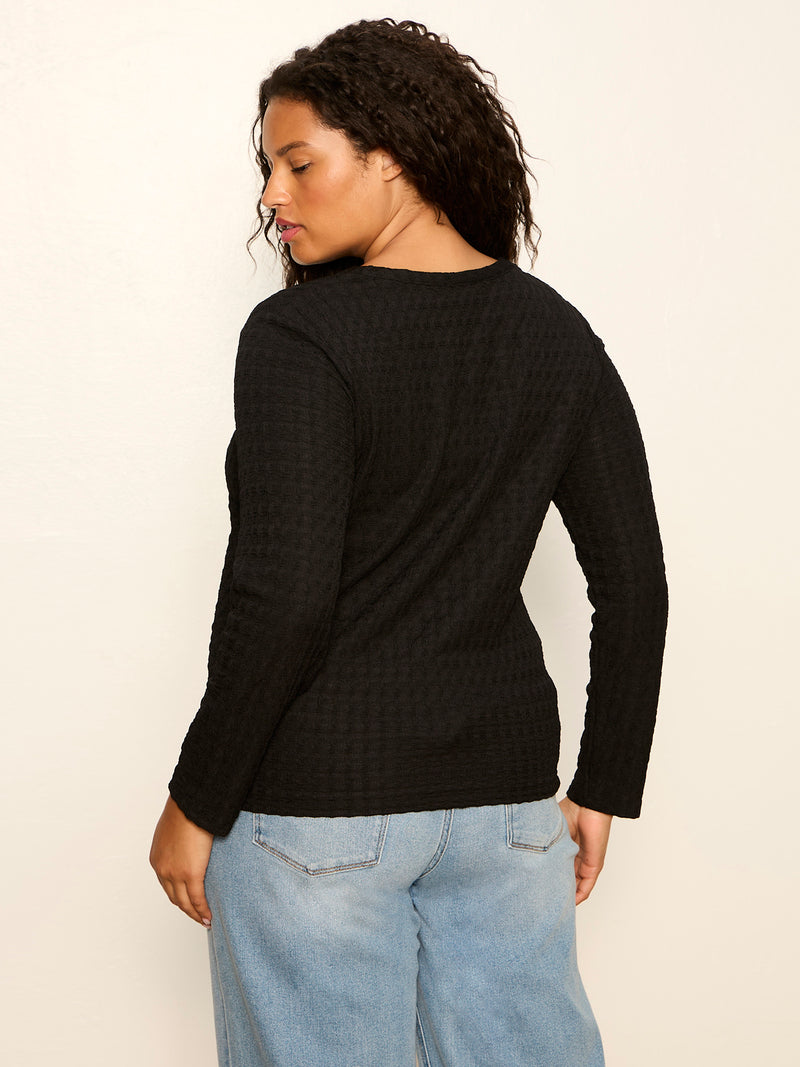 Not So Basic Textured Top Black Extended Sizing alt 2