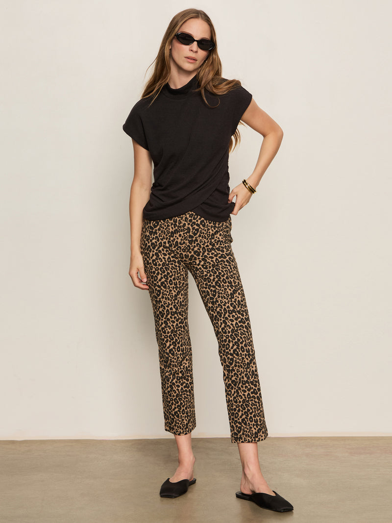 Draped Sleeveless Mock Neck Top Black alt 5