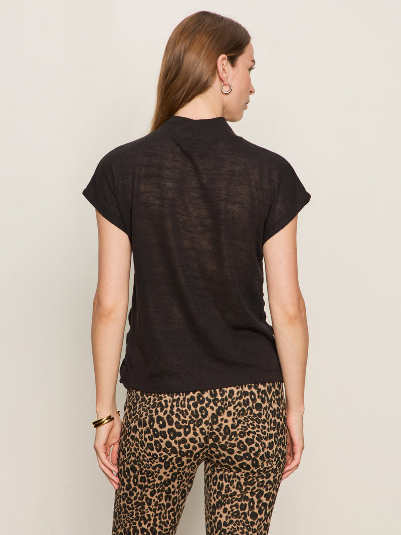 Draped Sleeveless Mock Neck Top Black alt 3