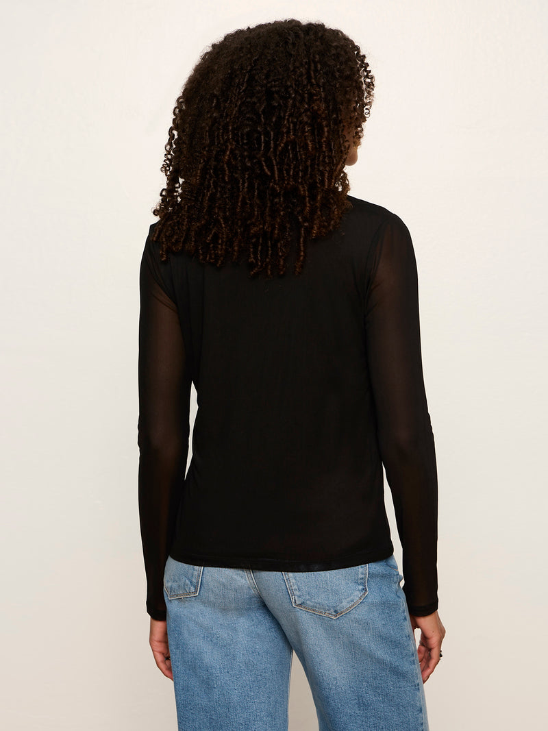 Mesh Long Sleeve Cardigan Black alt 3